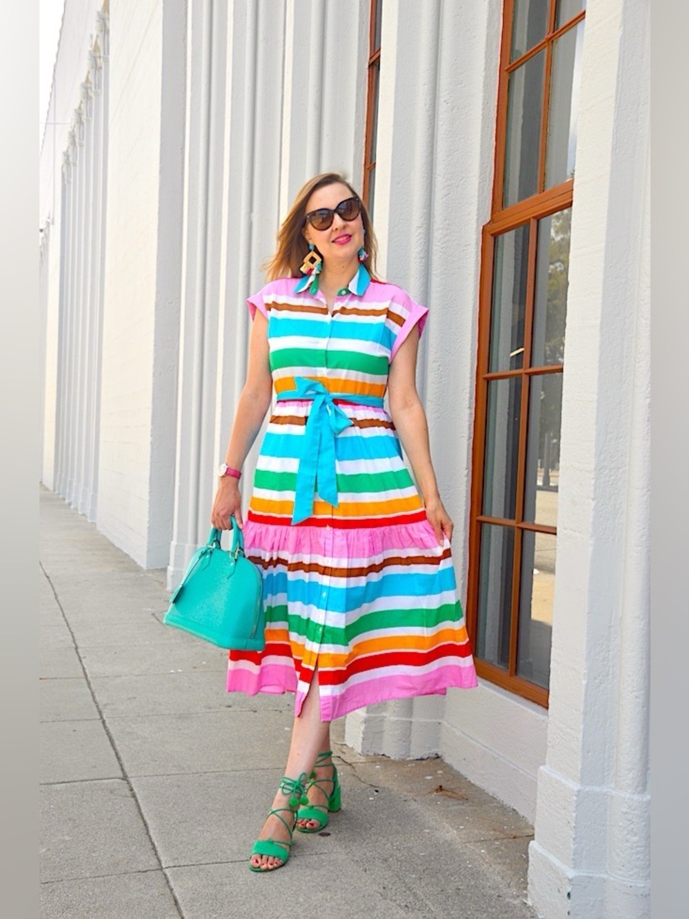 🌈 J.Crew Rainbow Stripe Midi Dress - 100% Cotton - Size 00